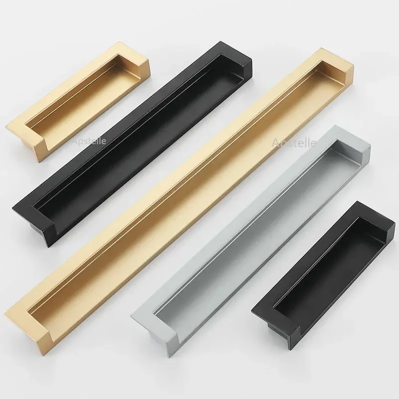 Sliding Door Drawer Cabinet Door Wardrobe Handle Modern Minimalist Trenching American Style Invisible Embedded Dark Handle