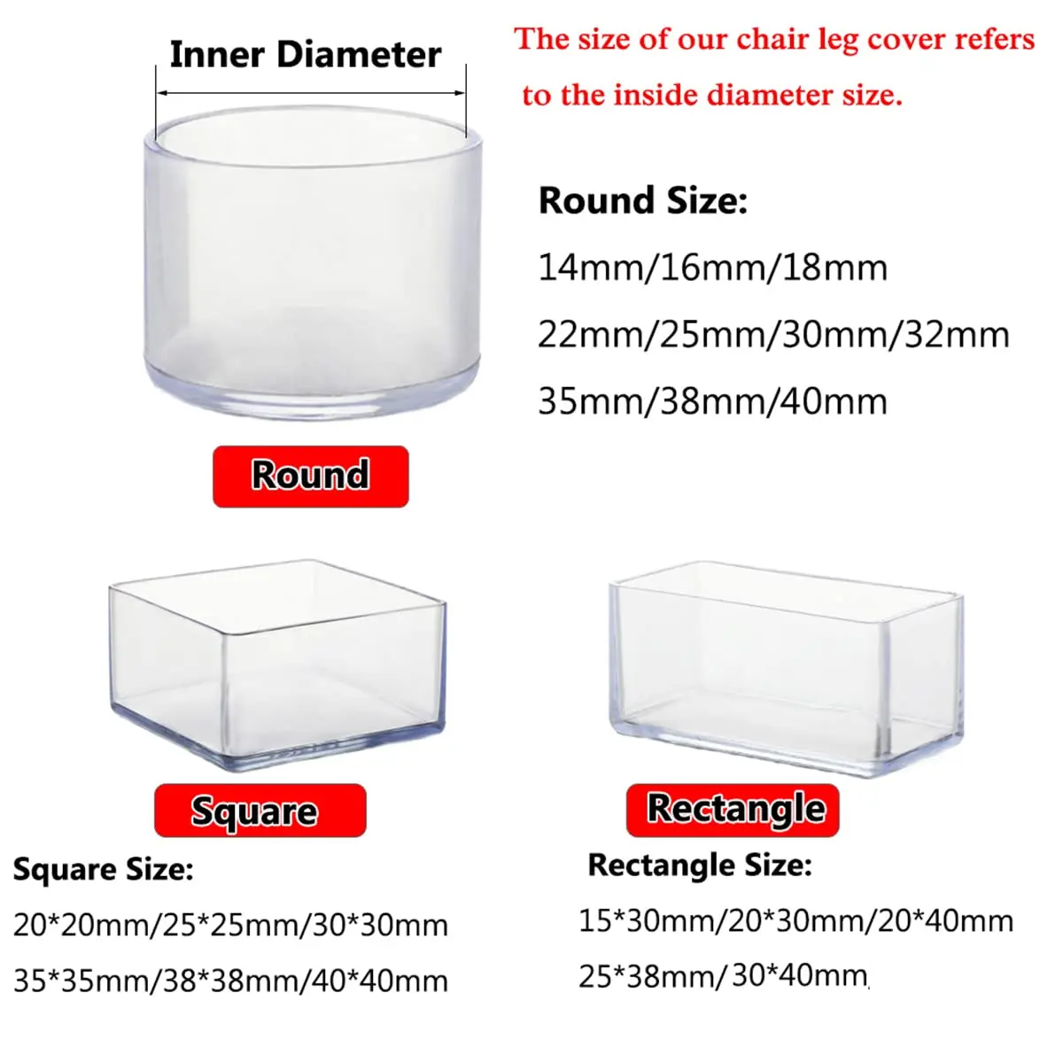 Square Silicone Floor Protectors Chair Leg Caps Non-Slip Covers Furniture Feet Silicone Pads Cap Noise Reduction Protect Floor