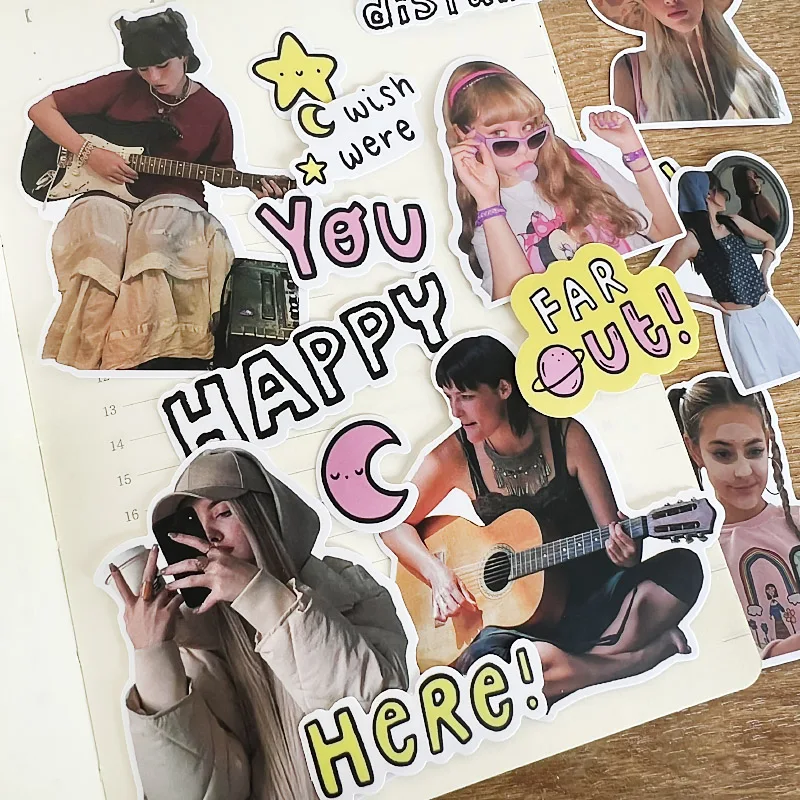 편지지 및 스크랩북에 대 한 18pcs 성격 스티커 귀여운 일기 사진 앨범 휴대 전화 케이스 장식과 DIY