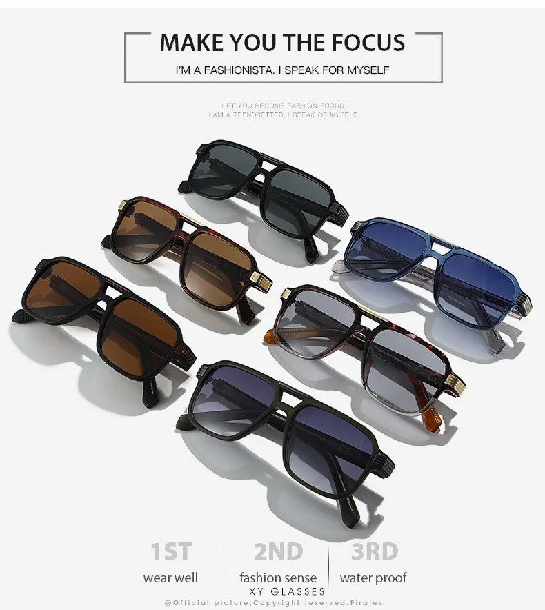 2026 Hochwertige Sonnenbrille für Herren und Damen Quadratische Pilotenbrille Luxuriöser Edelstahlkern Propionsäure UV400 Marken-Gafas Sol Hombre – Detail 3