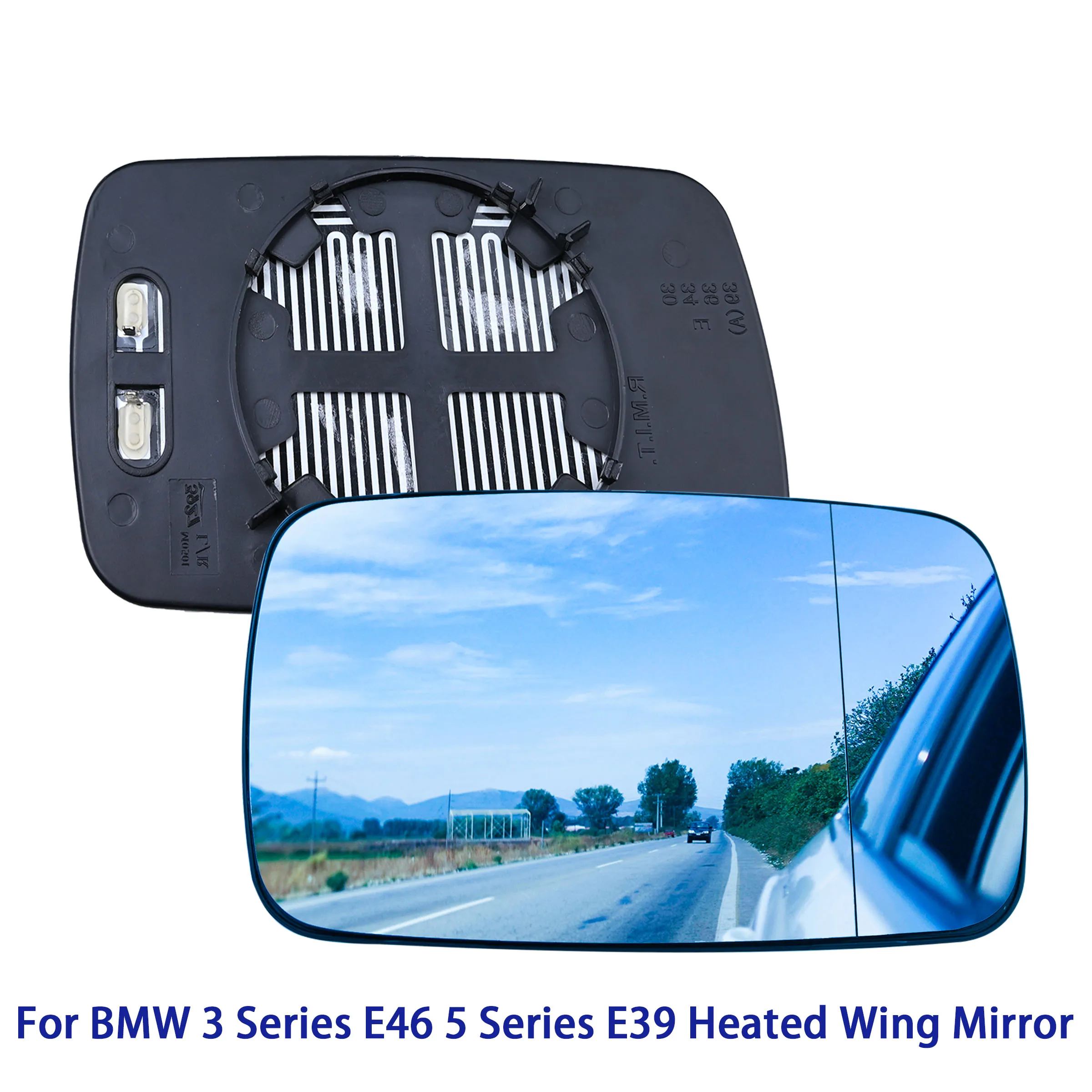 

For BMW 3 Series E46 1998-2006 5 Series E39 1997-2003 Heated Blue Left Right Side Mirror Wing Mirror Rearview Glass Back Plate