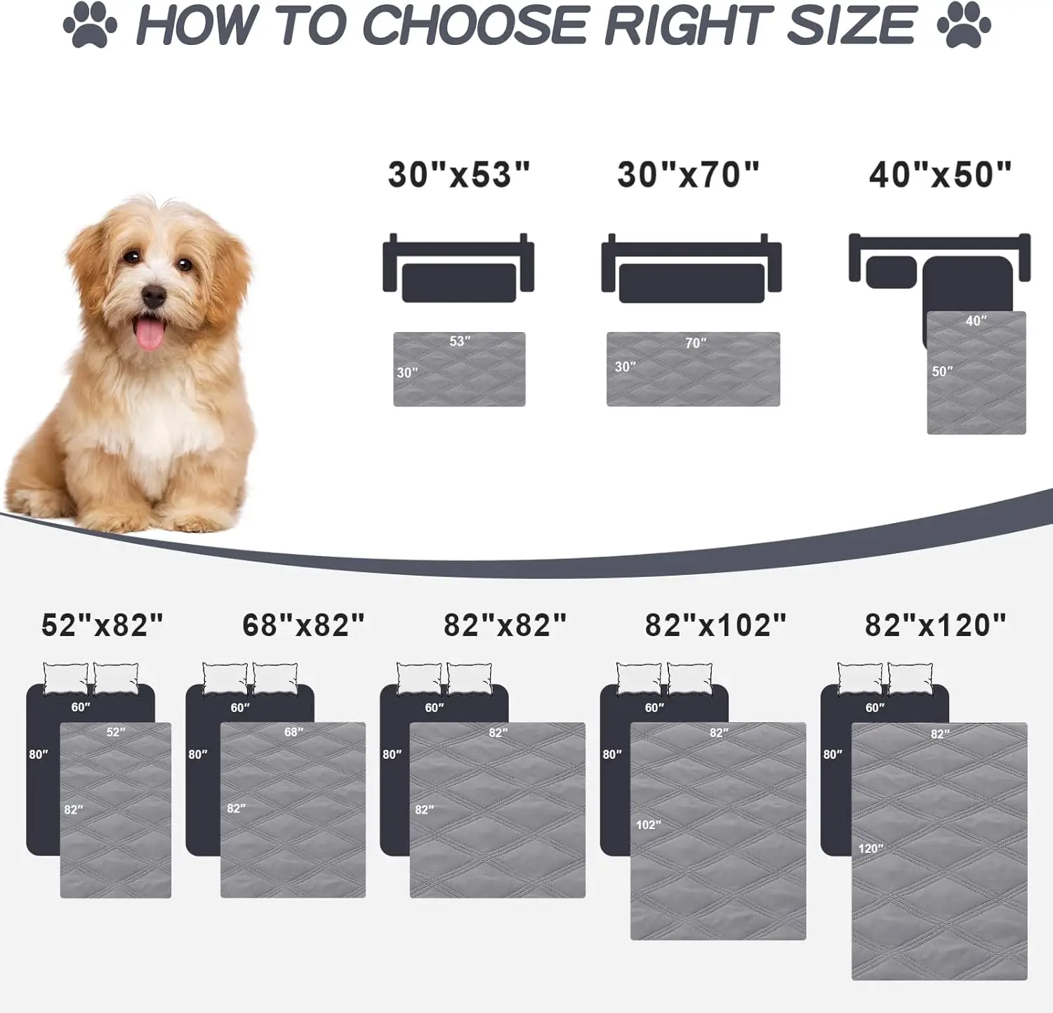 غطاء سرير للكلاب مقاوم للماء مقاس 30 × 70، بطانية للحيوانات الأليفة قابلة للغسل وقابلة للغسل، أريكة مانعة للتسرب وغطاء أثاث، رمادي/رمادي داكن #6