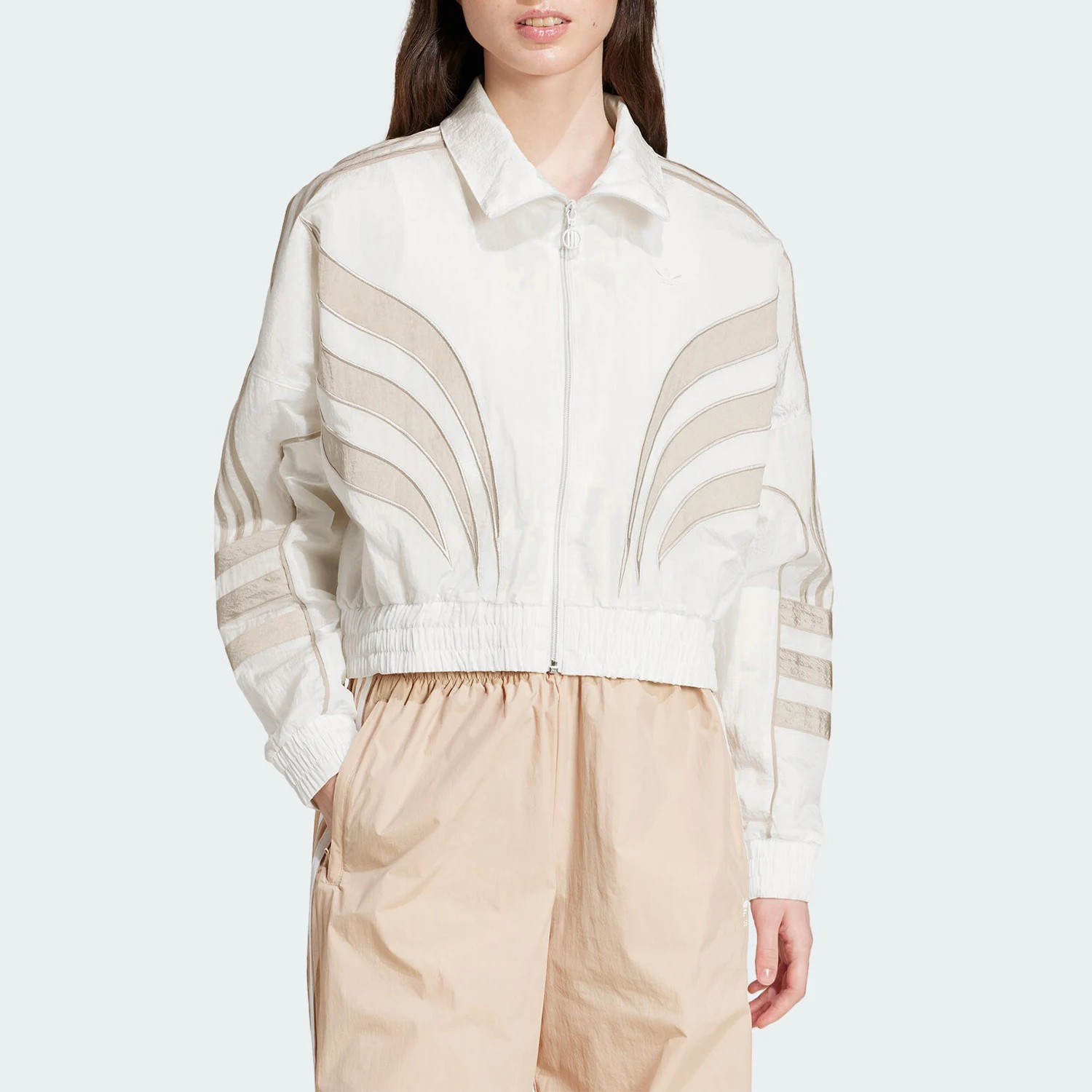 

Официальная аутентичная женская спортивная повседневная куртка Adidas со свободным воротником-стойкой в три полоски IY9239