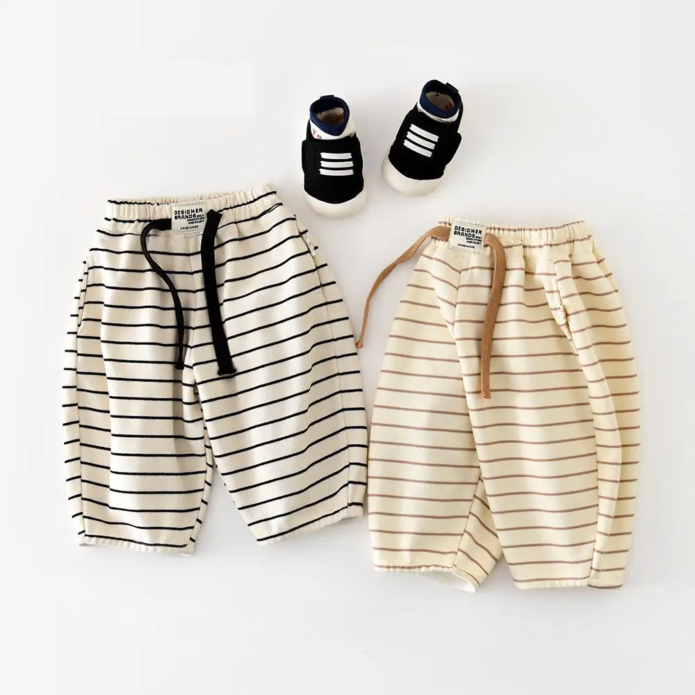 2026 Spring New Baby Striped Trousers Cotton Toddler Boys Casual Pants Infant Girls Loose Harem Pants Children Clothes