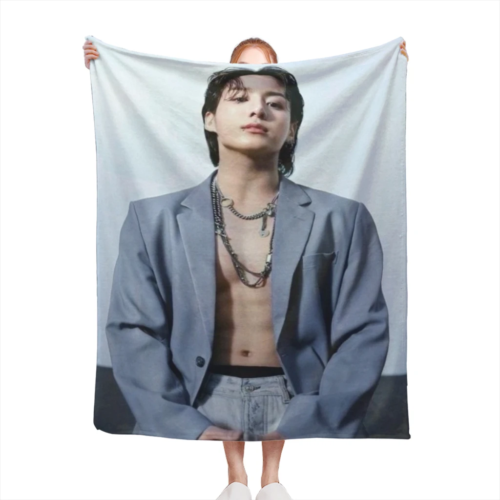 Popular-KPOP-Like-B-TS-Jungkook Fashion Blanket Printed Throw Blanket Plush Fluffy Flanne Soft Throws for Sofa Couch and Bed