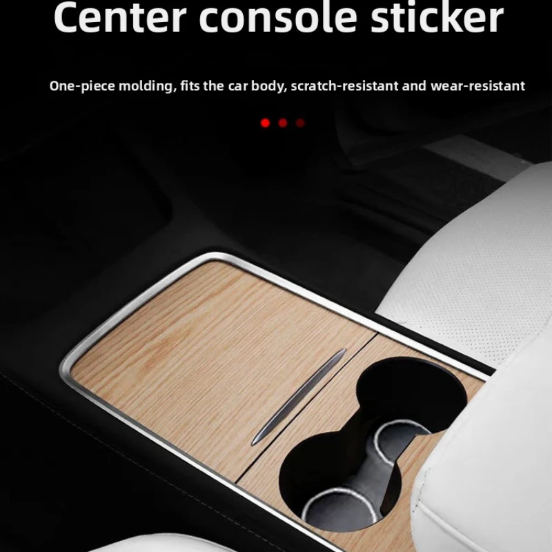 Matte White Carbon Fiber & Transparent TPU Center Console Protective Film For Tesla Model 3 Y Anti‑Scratch Interior Panel Decal