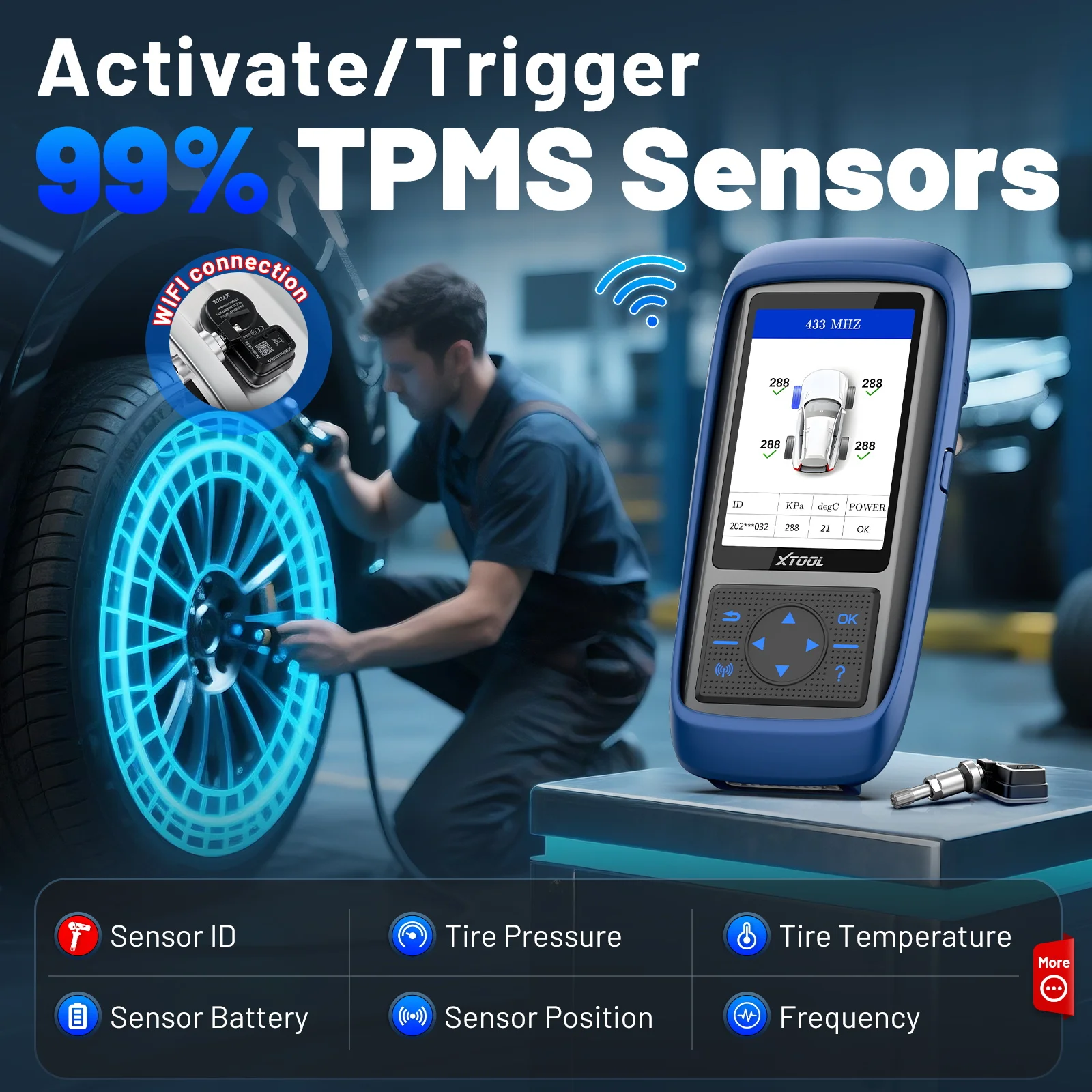 أداة برمجة XTOOL TP150 TPMS أداة تشخيص الإطارات مبرمج TPMS 315/433 ميجا هرتز أداة تحديد/إعادة تعيين/تفعيل الإطارات العالمية TPMS