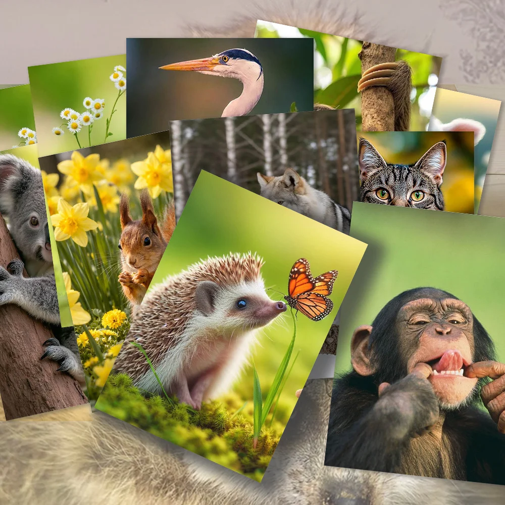 32pcs, Healing Wild Animal Postcards, Birthday/Anniversary Gifts, Collectibles, Suitable for Gift Giving, Can be Mailed.