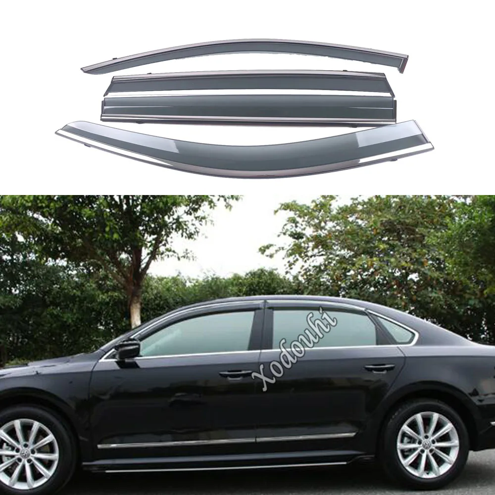 

Car Body Stick Lamp Plastic Window Glass Wind Visor Rain/Sun Guard Vent For Volkswagen VW Passat B8 2016 2017 2018 2019