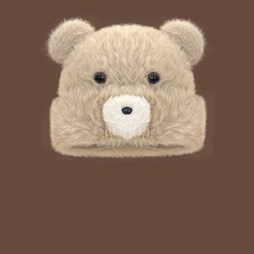 

Fashion Korean Cute Bear Ear Hat Warm Plush Pompom Beanie Cap Casual Outdoor Faux Fur Pullover Hat Girls