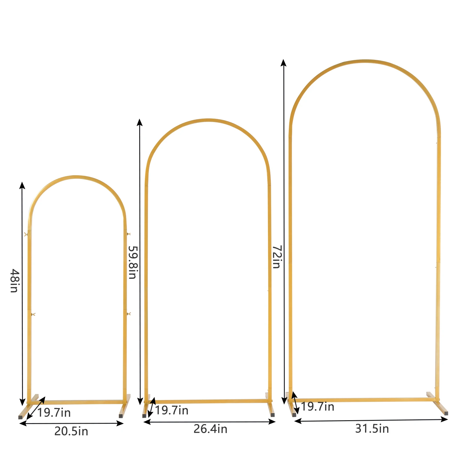Golden Metal Balloon Arch Bracket 3-Piece Set (7.2 Feet/6.6 Feet/6 Feet) Suitable for Wedding Ceremonies, Birthday Parties - view 2