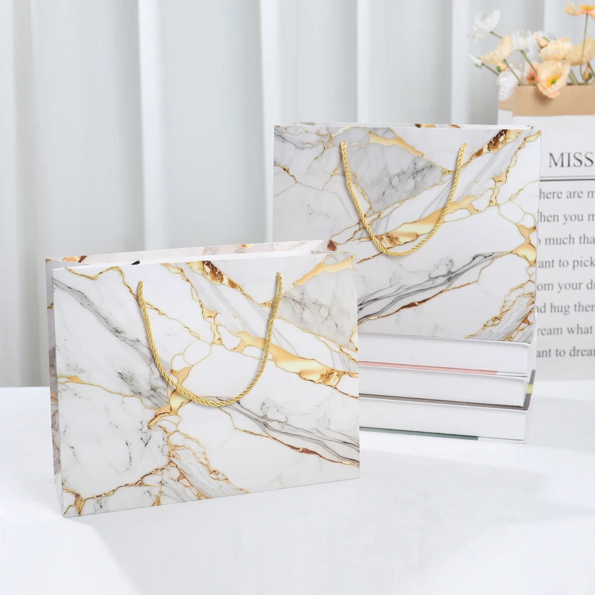 

White Marble Handheld Candy Gift Bags Wedding Birthday Party Decoration Packing Bag Kids Birthday Party Supplies Baby Shower