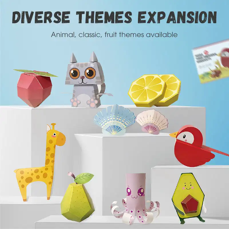 

3D Handmade Origami Book Cartoon Animal/Fruits Origami Paper Kids DIY Craft ToyMontessori Toys Educational Toy for Children Gift