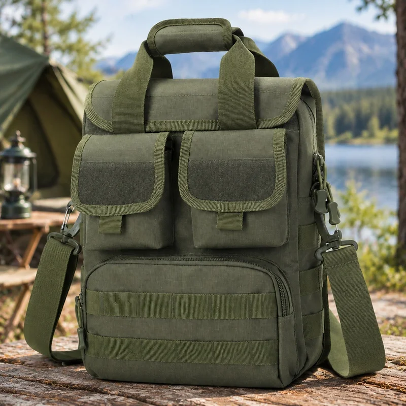 Camouflage Tactical Crossbody Laptop Bag for Men, Durable Outdoor Molle Gear Perfect for Hiking, Camping, Hunting