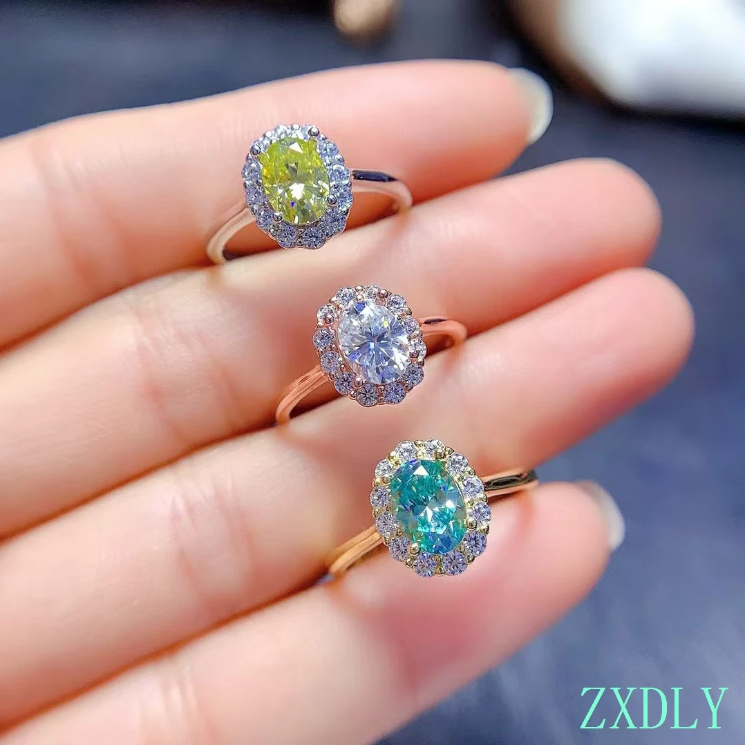 

2025 New Moissanite Ring for Women 925 Silver High-end Jewelry 1ct colorful Shiny Gemstone with certificate Good Gift