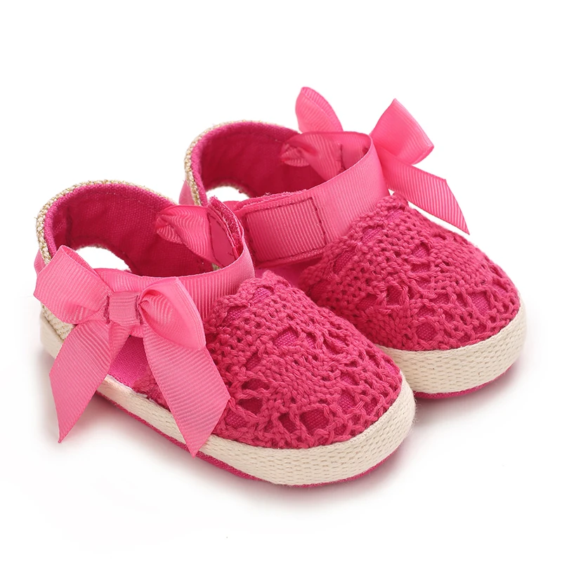 Chaussures d'été pour nouveau-né de 0 à 18 mois, sandales pour bébé fille, princesse, nœud fleuri, semelle en coton, première chaussure de marche