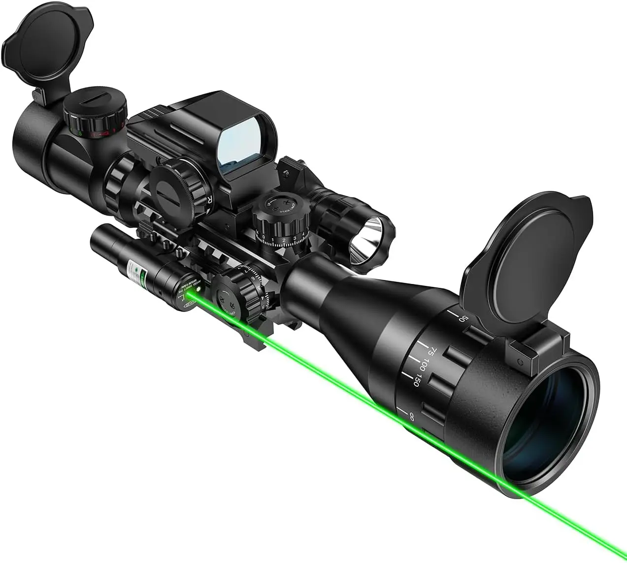 

4-16x50 AO Tactical Rifle Scope Dual Illuminated Optics & Illuminated Reflex Sight 4 Holographic Reticle Red/Green Dot Sight