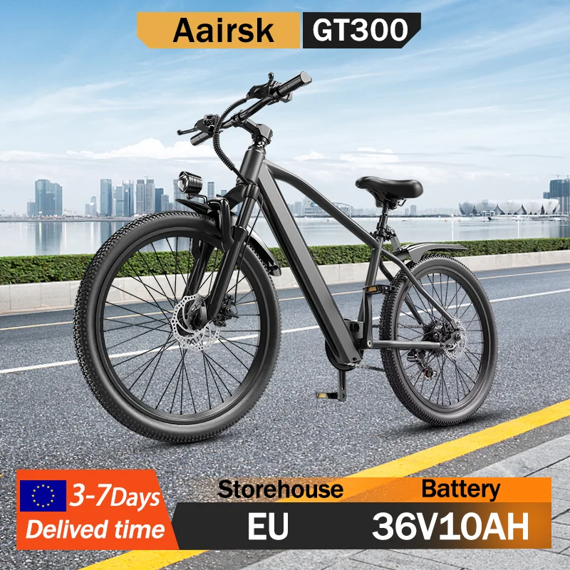 Aairsk GT300 E-Bike Leistungsstarker Motor 36V10AH Batterie 24 Zoll Reifen Elektrofahrrad für Stadtfahrten E-Fahrrad (Geschenkset)
