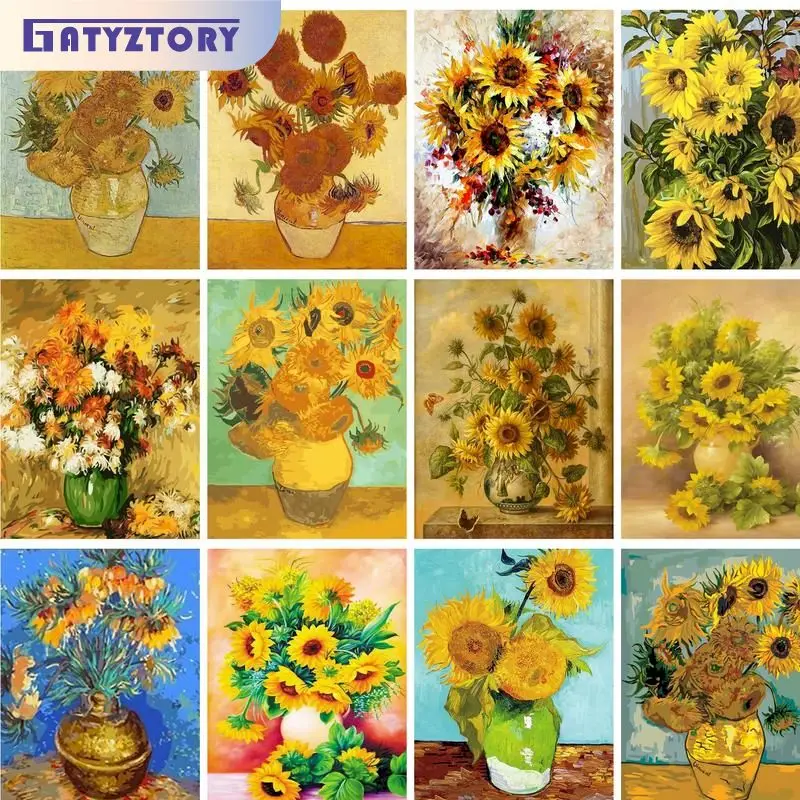 

GATYZTORY 40X50cm Paint By Numbers Original Gifts Pictures By Numbers Sunflowers Coloring By Numbers For Adults Home Decors