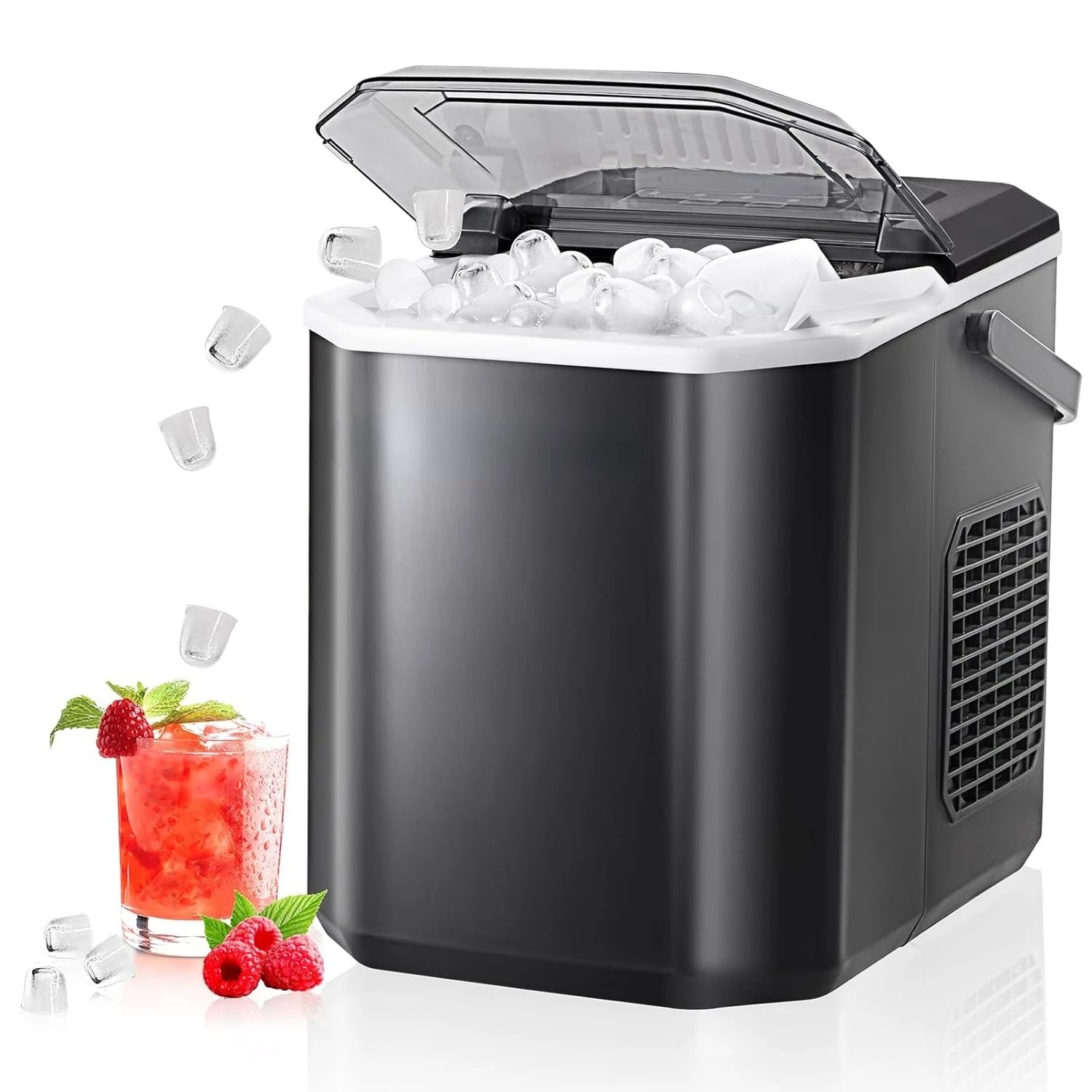 

Ice Maker Countertop - Ice Machine Makes 26 lbs of Ice in 24 Hours, 9 Ice Cubes in 6 Minutes, Self-Cleaning - Compact Nugget Ic