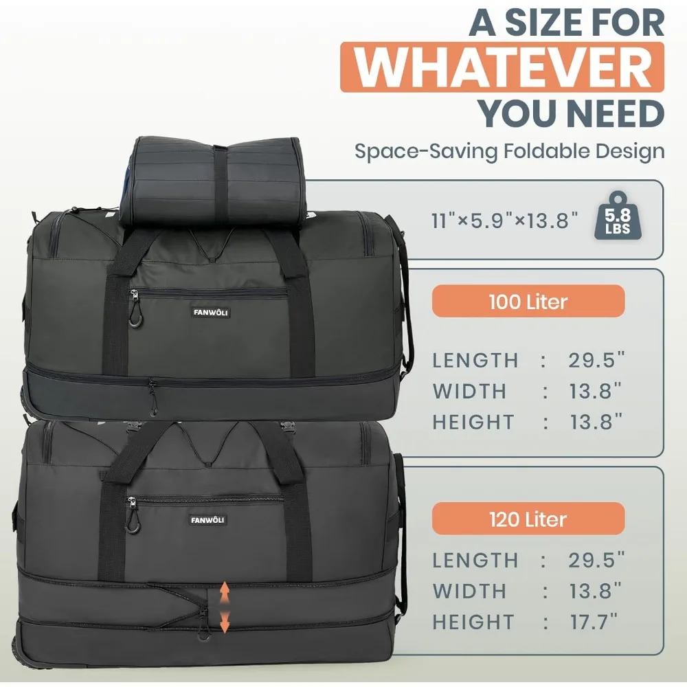 حقيبة كبيرة مقاس 30 بوصة مع عجلتين - تصميم ثقيل بدون أكياس، أمتعة بعجلات 100 لتر - 120 لتر قابلة للتوسيع للسفر