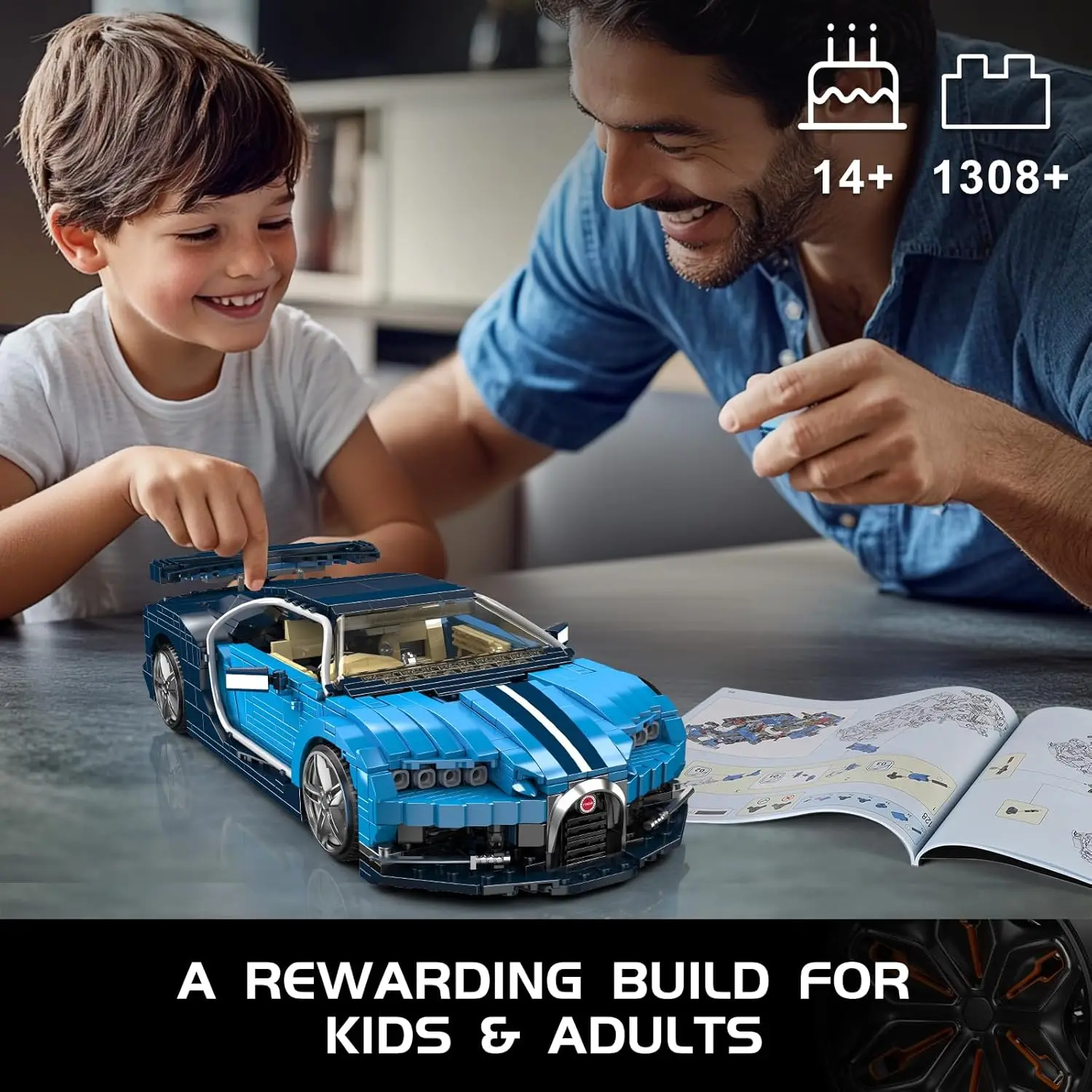 MOULD KING Technical Bugattier Building Blocks Hypercar Racing Car Model assemblare veicolo mattoni giocattoli per ragazzi bambini