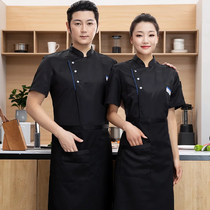 Chef Overalls Summer Short Sleeve Men's Hot Pot Catering Hotel Kitchen Restaurant Comfortable Breathable Chef Uniform Short Slee