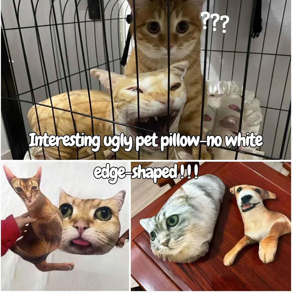 Almohada personalizada de mascota fea - DIY abstracto, divertido y personalizado, con forma de gato o perro, sin bordes blancos, peluche de tu mascota 4