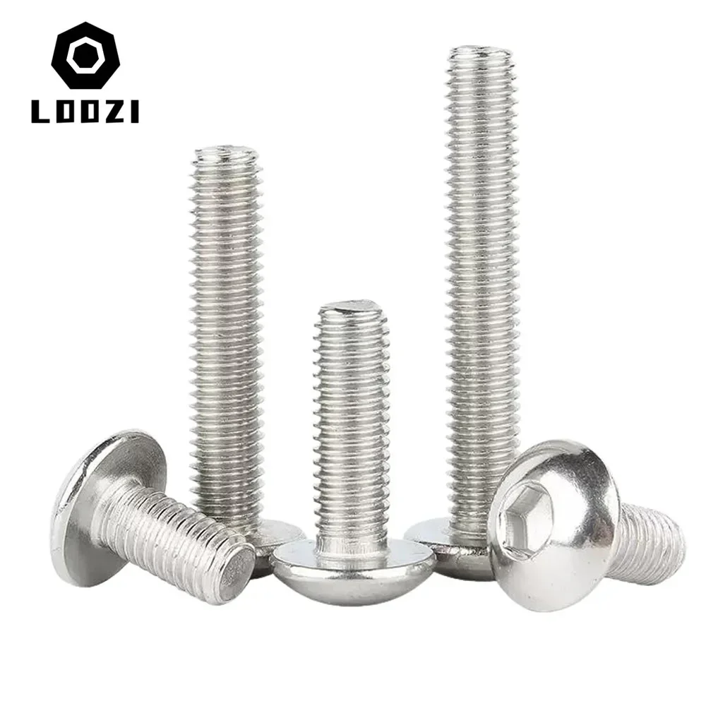 M2 M2.5 M3 M4 M5 M6 M8 M10 304 Stainless Steel Hex Round Pan Mushroom Head Screws Hexagon Socket Button Head Bolt Truss Screws