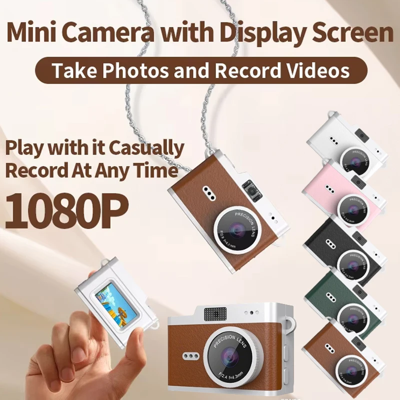 

Retro Digital Camera 1080P Video Recorder LED Fill Light Keychain Camera 0.96 Inch IPS Screen Portable Mini digital Camera