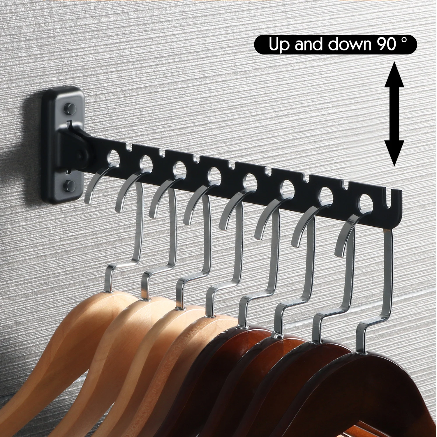 Wall Mounted Space Saving Clothes Rack, Cabide, Aço inoxidável, Espaço interior Saving Hangers para roupas, Braço de balanço do banheiro