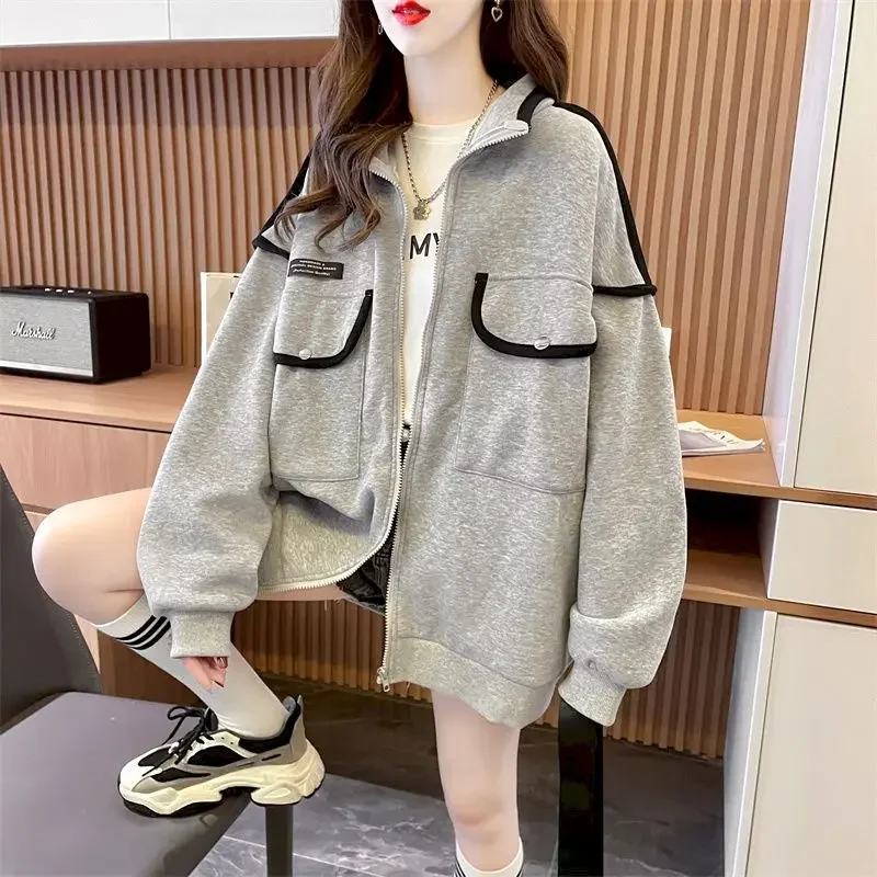 

Plush Thicken Cardigan Coat Women Autumn Winter Trendy Zip Up Jackets Korean Style Fashion Loose Casual Cardigan Top Y2k Clothes