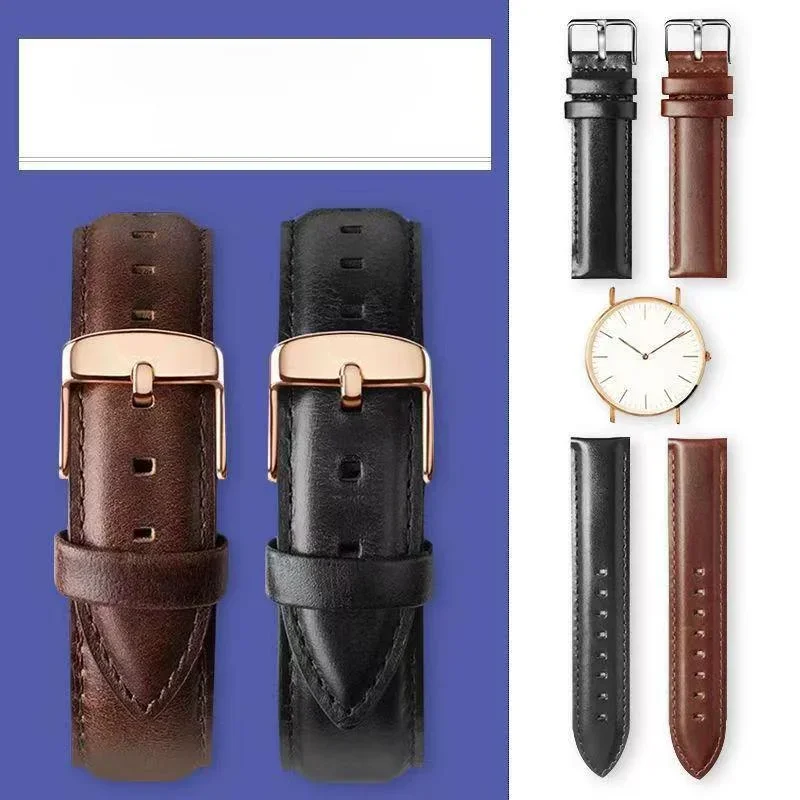 Ancient Style Waterproof Soft Durable Watch Strap for DW Daniel Wellington 18 20 22mm Quick Release Genuine Leather Watchbands