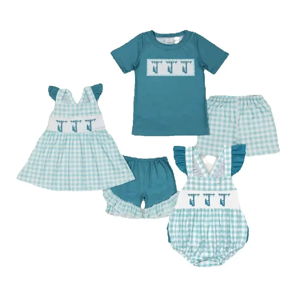

Baby kids clothing Sibling summer girls and boys Baby Girls Boys Sibling Line Workers Summer Rompers Clothes Sets