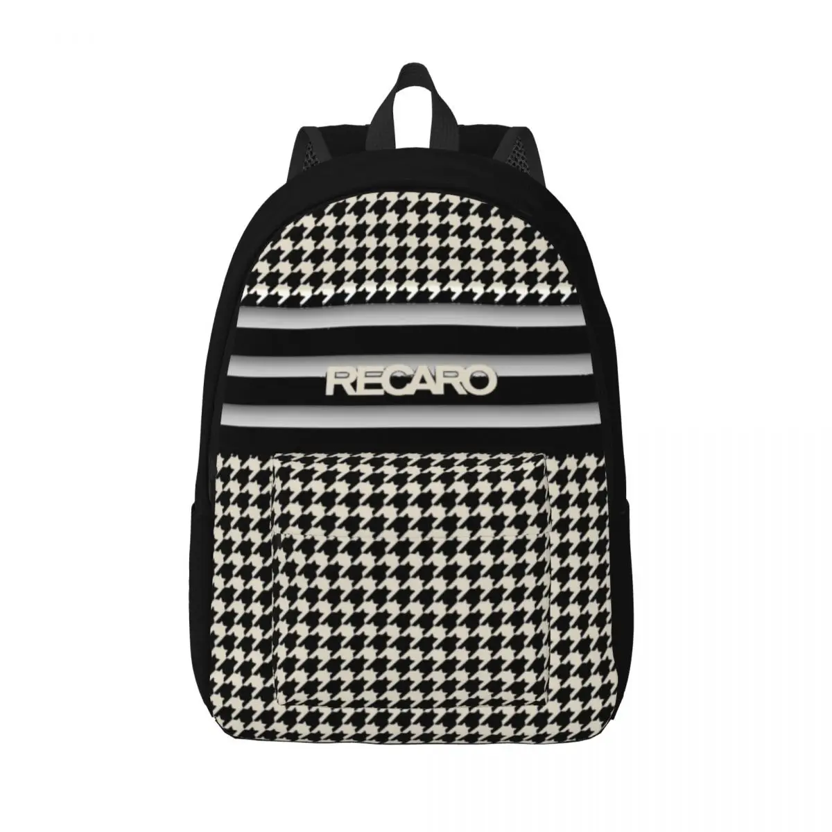 Recaros Seat Houndstooth Backpack for Men Women Teenage High School Hiking Travel Daypack Laptop Computer Canvas Bags Sports