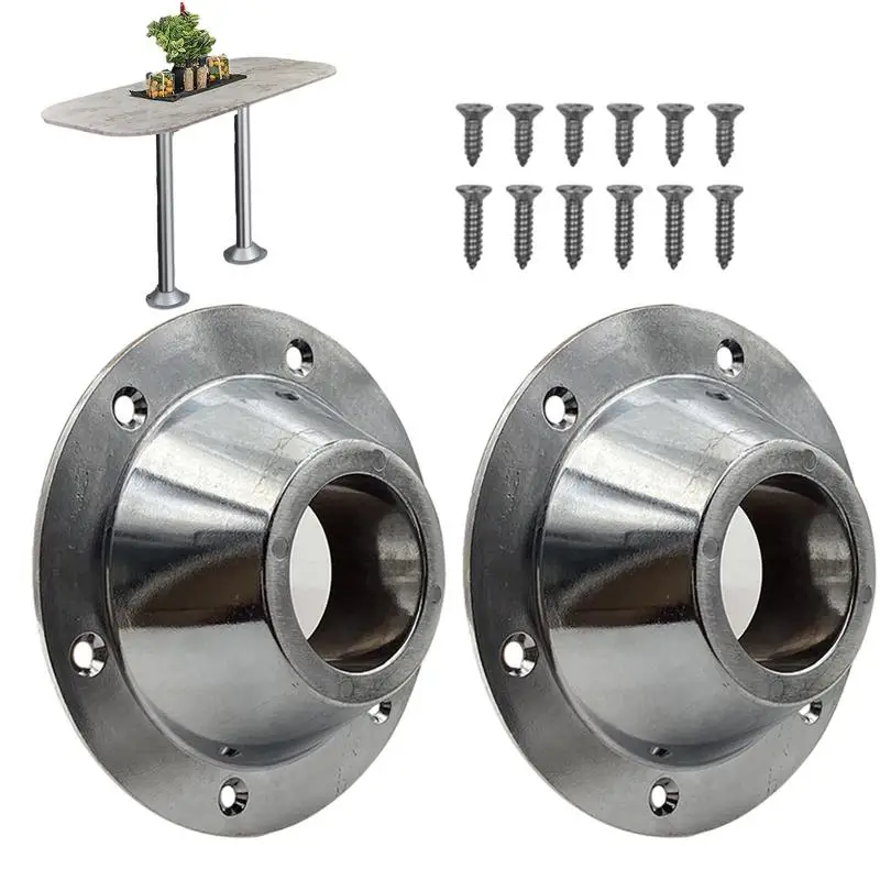 RV Table Base Aluminum Pedestal Flange Mount RV Table Mount with Screws Table Leg Pedestals Replacement RV Hardware for Camper