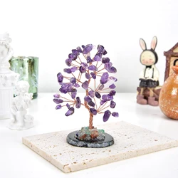 Árbol de cristal de la suerte, Base de piedra aleatoria, amatista Natural, árbol de dinero para energía positiva, decoración del hogar y la Oficina