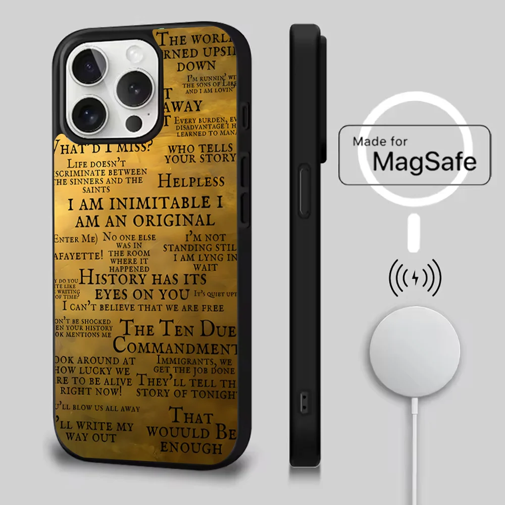 حافظة هاتف هاميلتون الموسيقية لهواتف iPhone 16,15,14,13,12,11,Pro,Max,Plus,Mini,SE شحن لاسلكي مغناطيسي جديد Magsafe