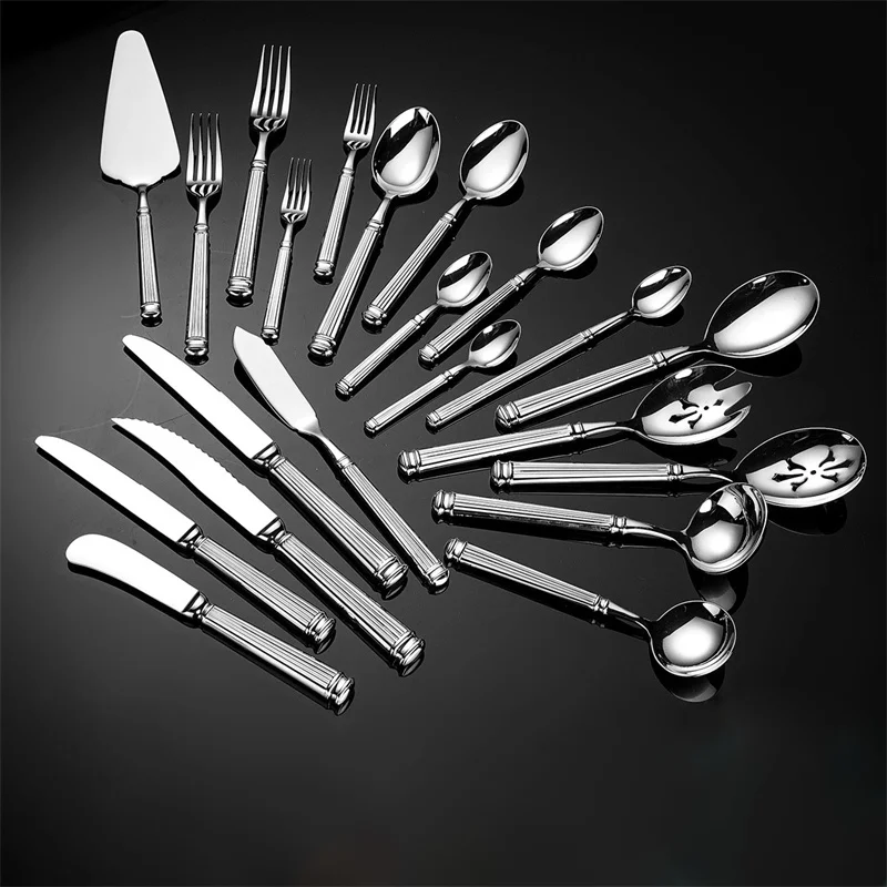 1PC Luxury Roman Stainless Steel Cutlery 24-piece Complete Tableware Offers Knife Spoon Fork Dinner iItems for Kitchen Hotel