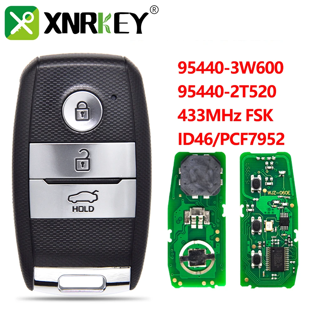 XNRKEY 3BTN Car Remote Key PCF7952/ID46 Chip 433Mhz for Kia Picanto Morning Optima Sportage Sorento 2014-2016 95440-3W600/2T520