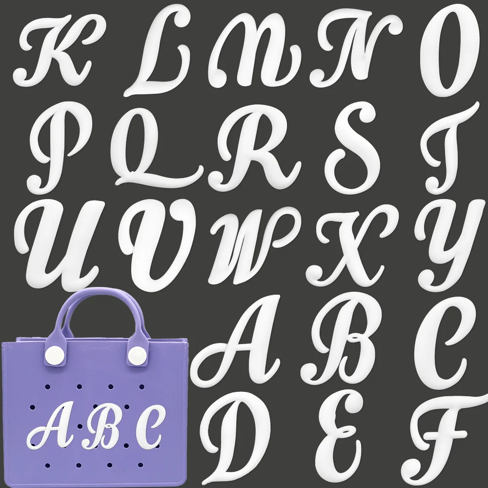 1PCS White Letters Charm Accessories for Beach Bag,Latin Alphabet Tote Bag Decoration for Womens ,HandBag Accessories Gifts