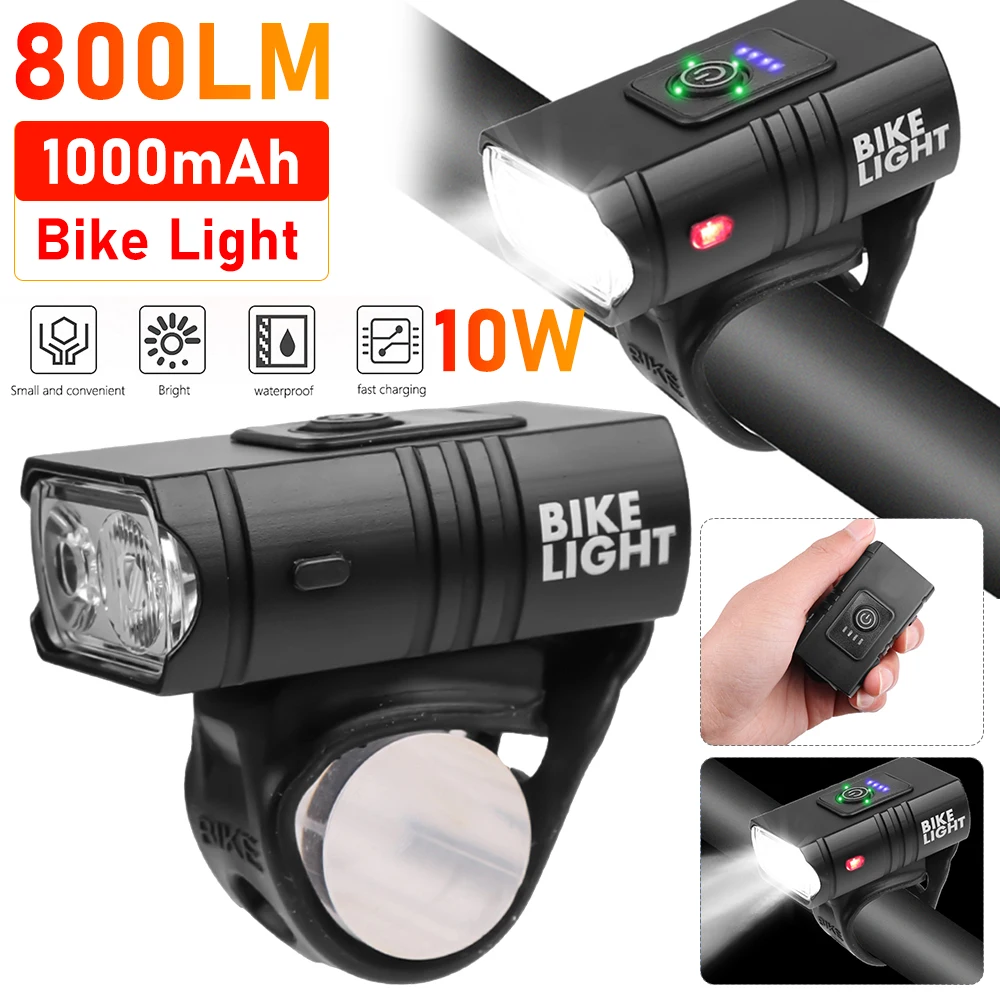 MTB Bike Front Light LED 800LM 6 Modes Waterproof Handlebar Bicycle Headlight