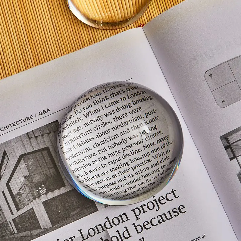 Magnifying Glass Paperweight Ruler Creative Crystal Glass Paper Stone Brush Calligraphy Special Paperweight Household Decoration