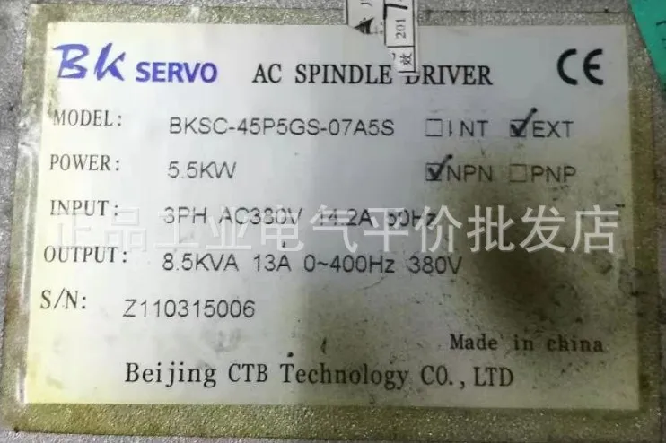 

Authentic CTB BKSC-45P5GS-07A5S Ultra Synchronous AC Spindle Servo Motor Driver