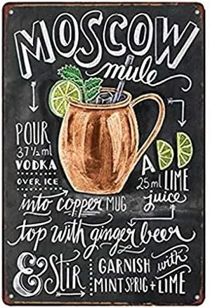 Sylty 8x12 Inch Metal Tin Sign Moscow Mule Cocktail Bar Pub Home Vintage Look Reproduction