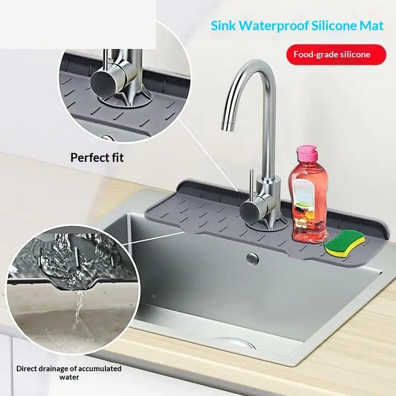 Kitchen Sink Water Absorbing Mat Faucet Splash Proof Drain Pad Non Slip Quick Dry Countertop Protector For Home Kitchen Bathroo