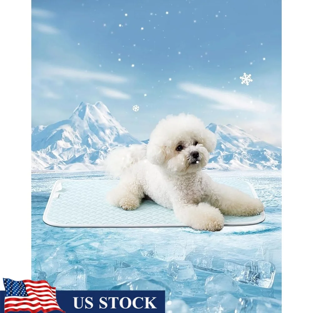 

Dog Cooling Mat Instant Relief Pets Bed Non-Toxic Machine Washable Anti-Slip Portable Lightweight Breathable Cooling Pad Indoor