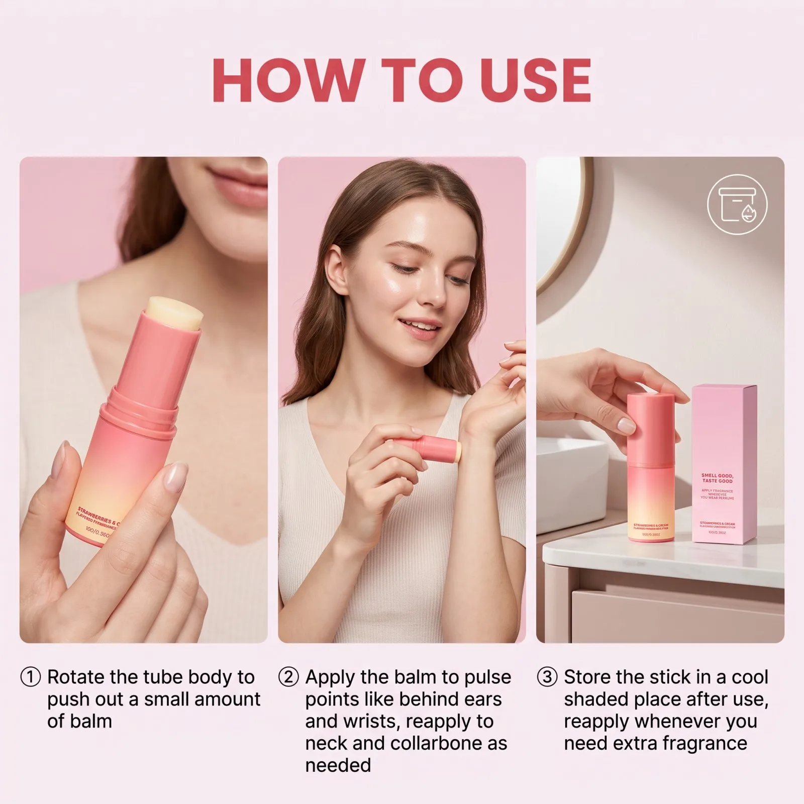 Beauty Care Duftstick Erdbeer-Süßfruchtiger Langanhaltender Duft Tragbar für Reisen Tägliches Pendeln Dates Frauen Geschenk – Detail 8