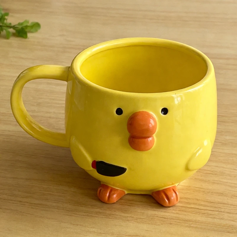 New Creative Cute Pouty Cartoon Chick Ceramic Mugs Cartoon Breakfast Juice Milk Coffee Cups Home Daily Drinking Tableware Gifts