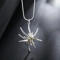 40-75cm 925 sterling Silver charm big Starfish flower Necklace For Women Fashion Party Wedding Jewelry Christmas Gifts